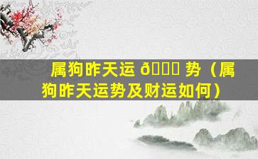 属狗昨天运 🐅 势（属狗昨天运势及财运如何）